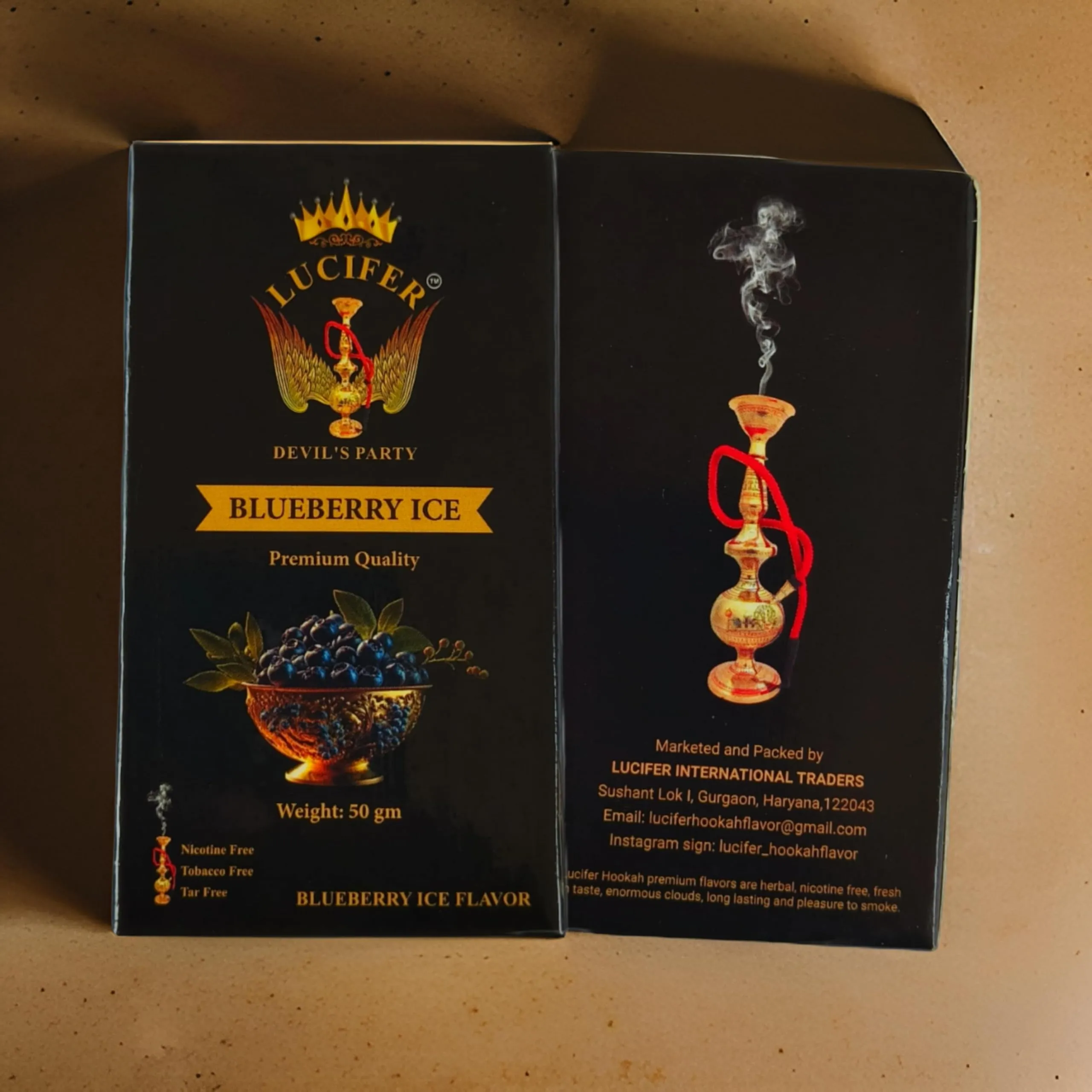 Lucifer Blueberry Ice Hookah Flavour, 50 gm, Nicotine and Tobacco Free
