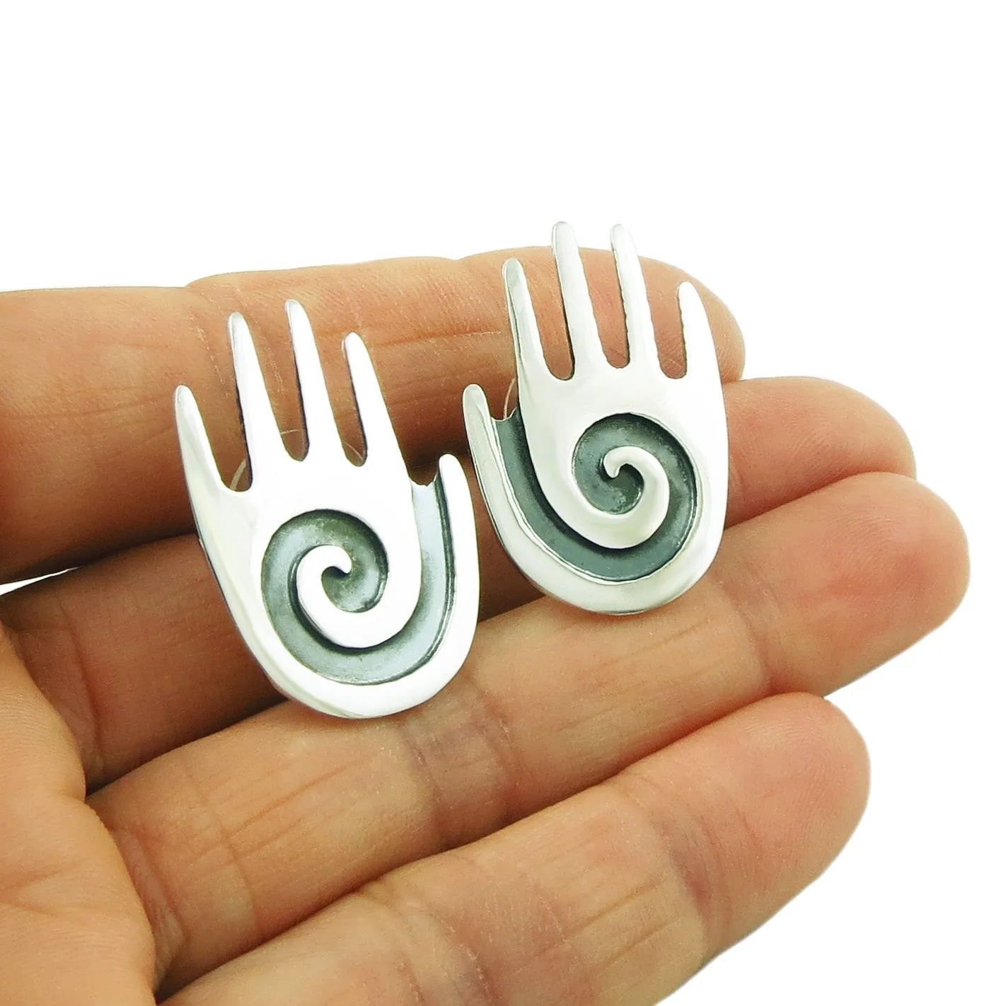 Maria Belen Designer Sterling Silver Hand Earrings