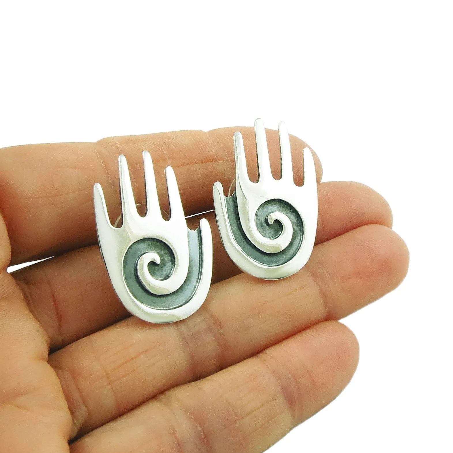 Maria Belen Designer Sterling Silver Hand Earrings