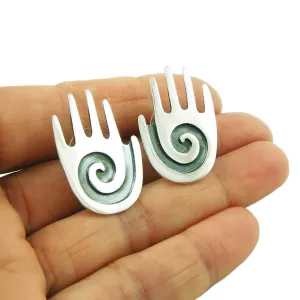 Maria Belen Designer Sterling Silver Hand Earrings