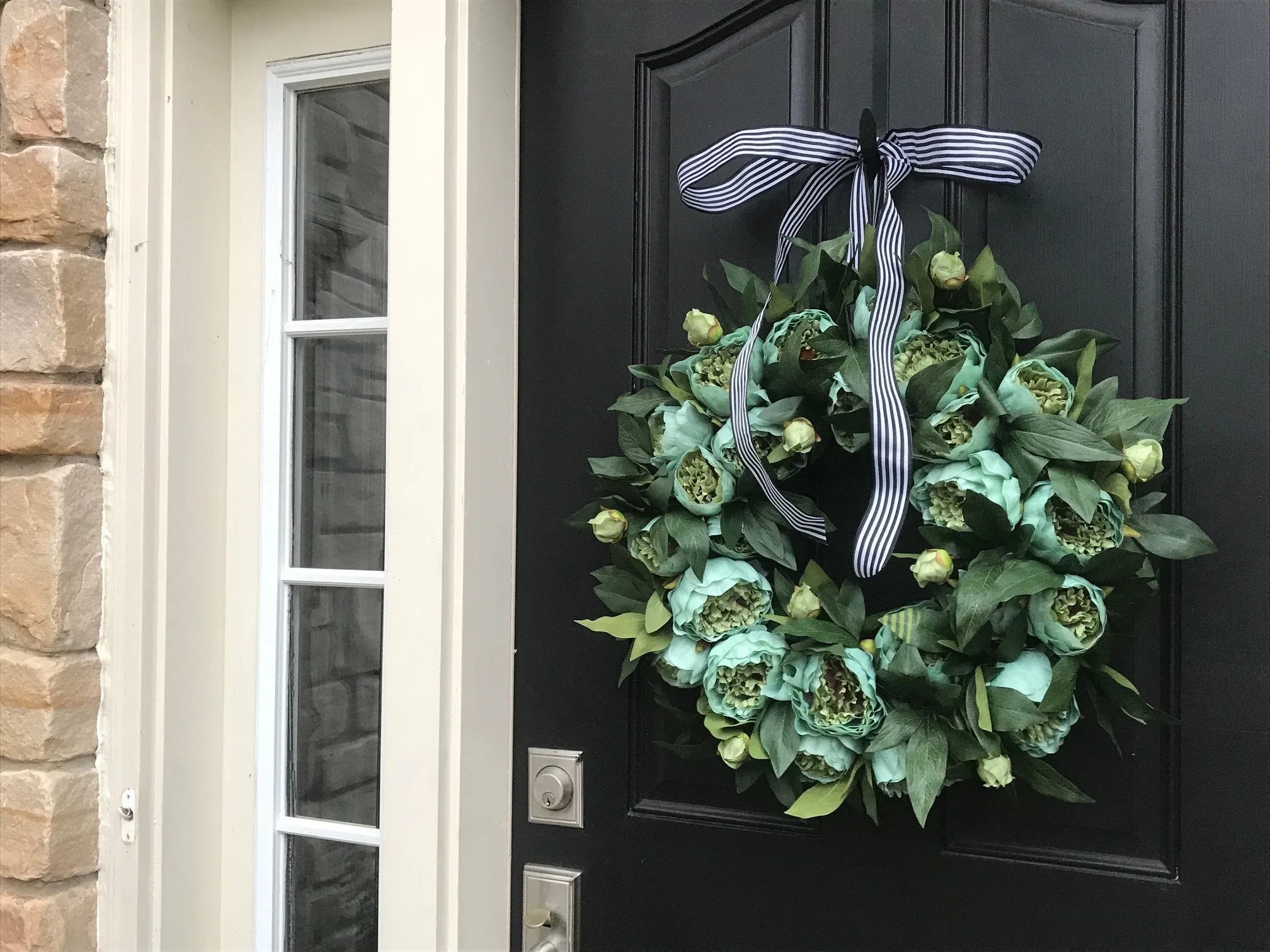 Modern Green Peony Wreath