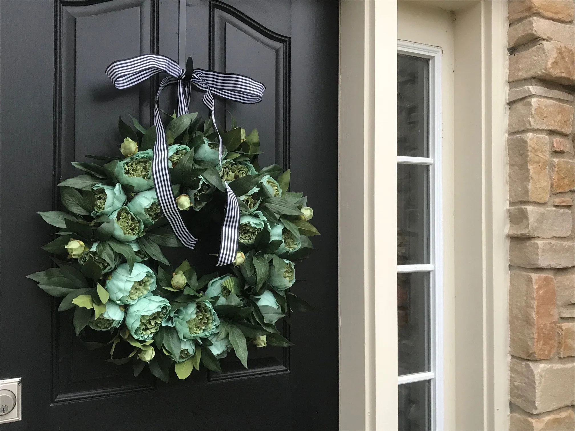 Modern Green Peony Wreath