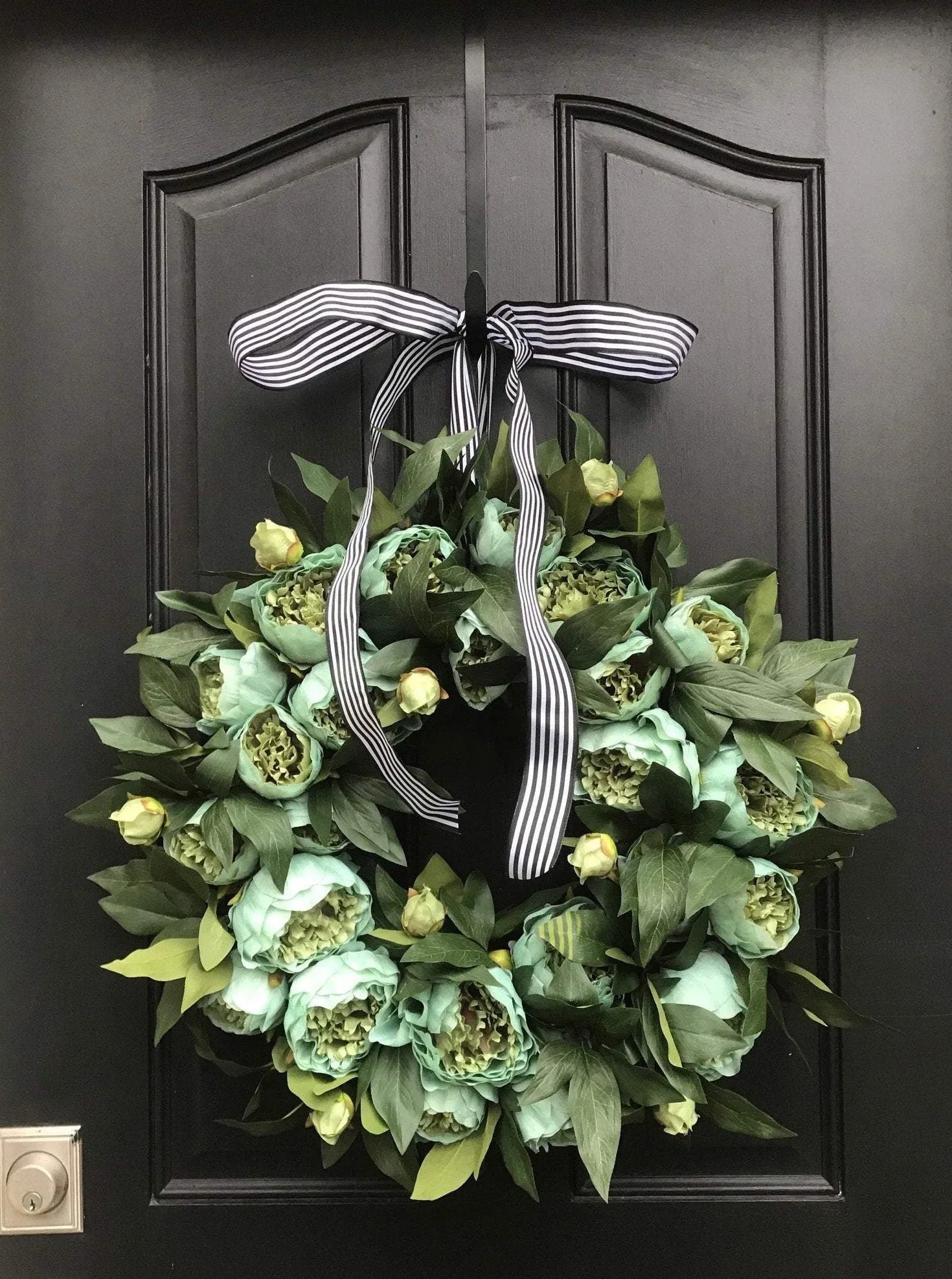 Modern Green Peony Wreath