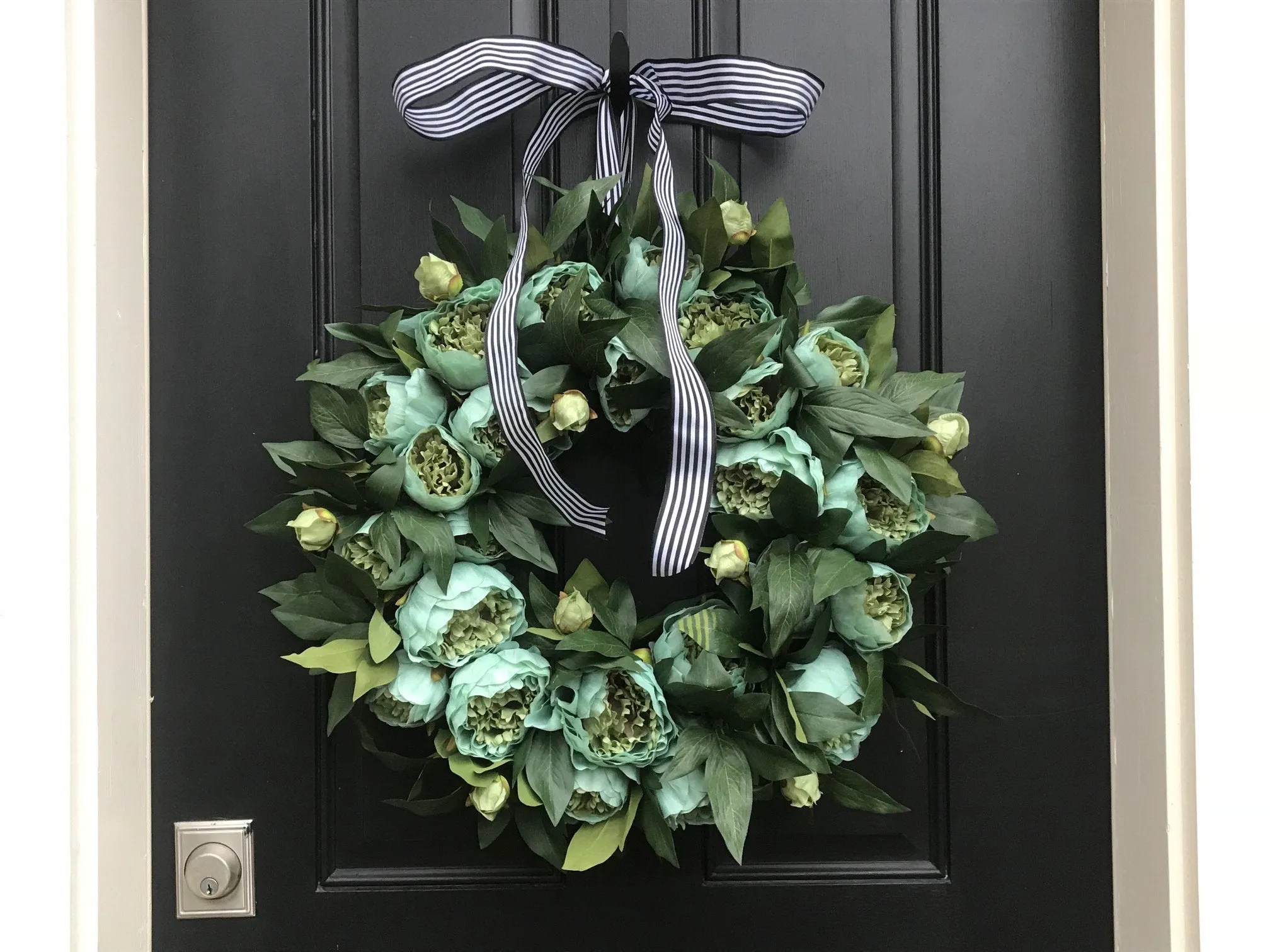 Modern Green Peony Wreath