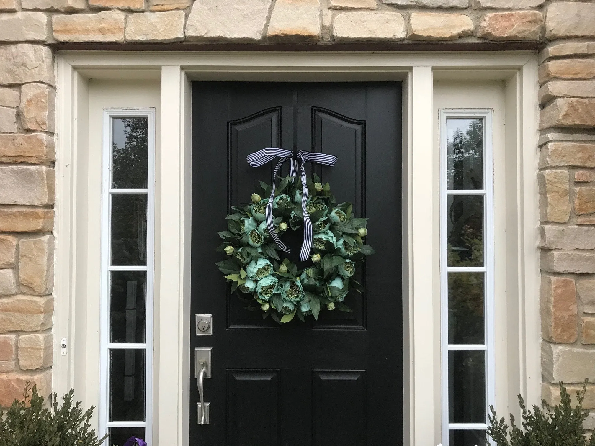 Modern Green Peony Wreath