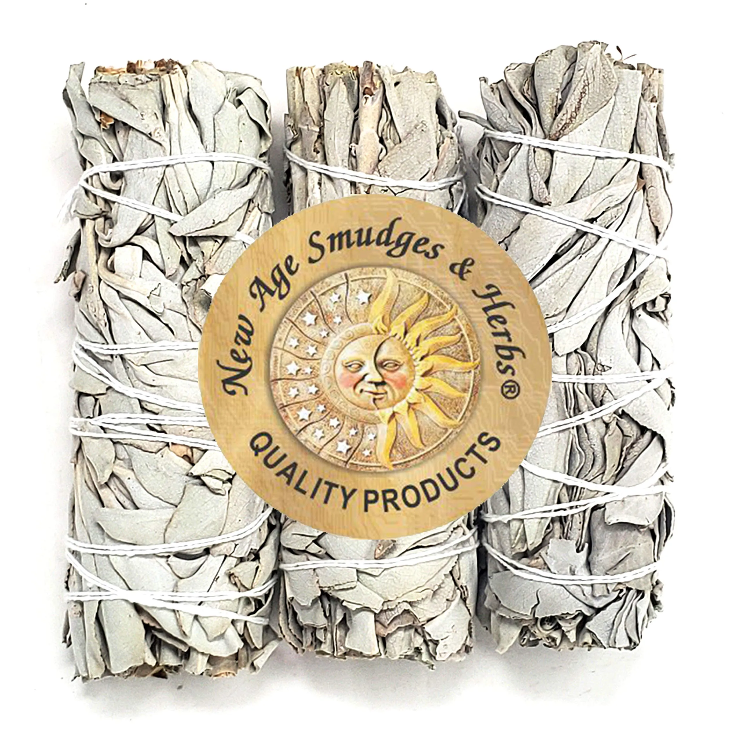 (Pack of 3)-New Age Smudges & Herbs -Premium Organic California White Sage Incense 4 Inches Long. Home Cleansing Incense,Fragrance,Meditation,Smudging Rituals.California Smudge Sticks Rituals -4 Inch