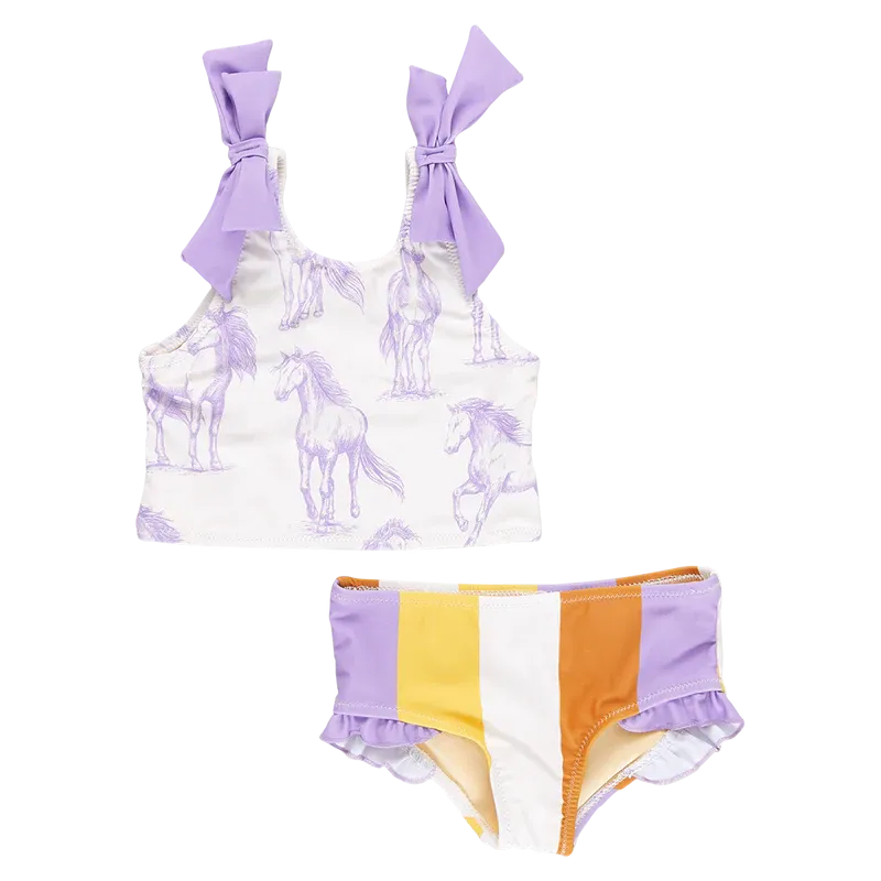 Pink Chicken - Shelly Tankini - Lavender Horses