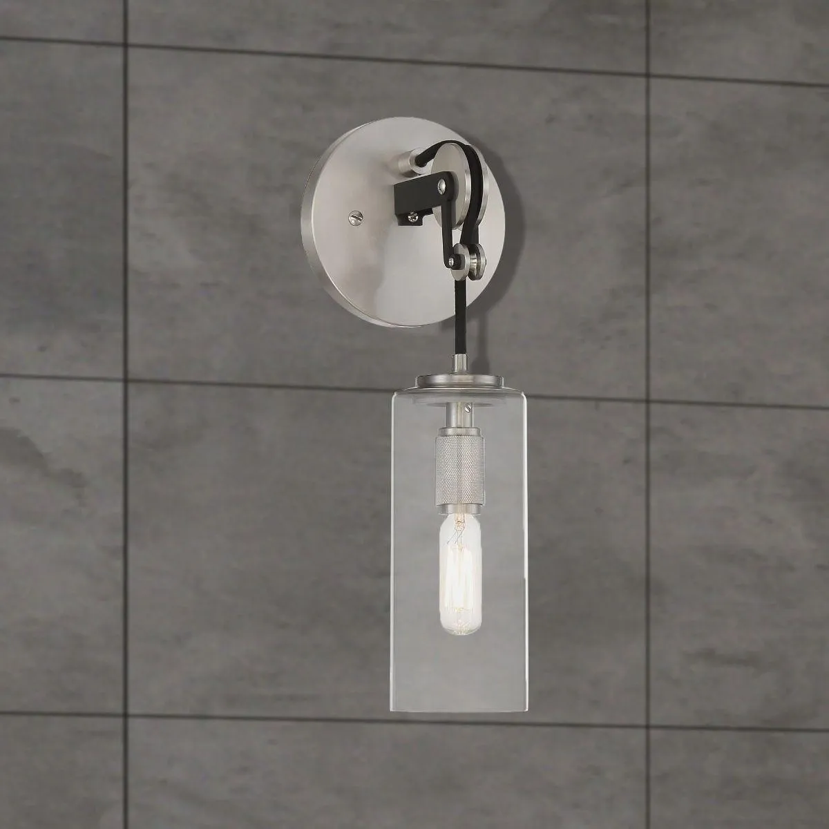 Pullman Junction 13 in. Wall Sconce Brushed Nickel & Black finish