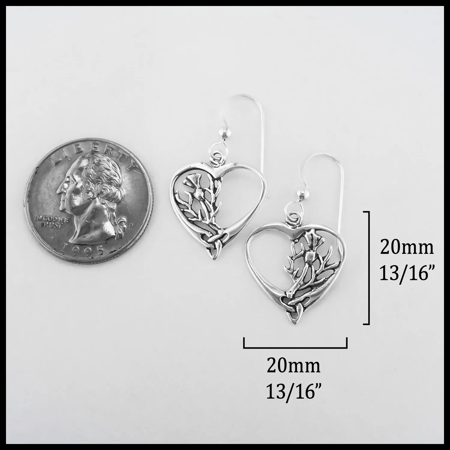 Scottish Thistle Celtic Heart Pendant and Earrings Set