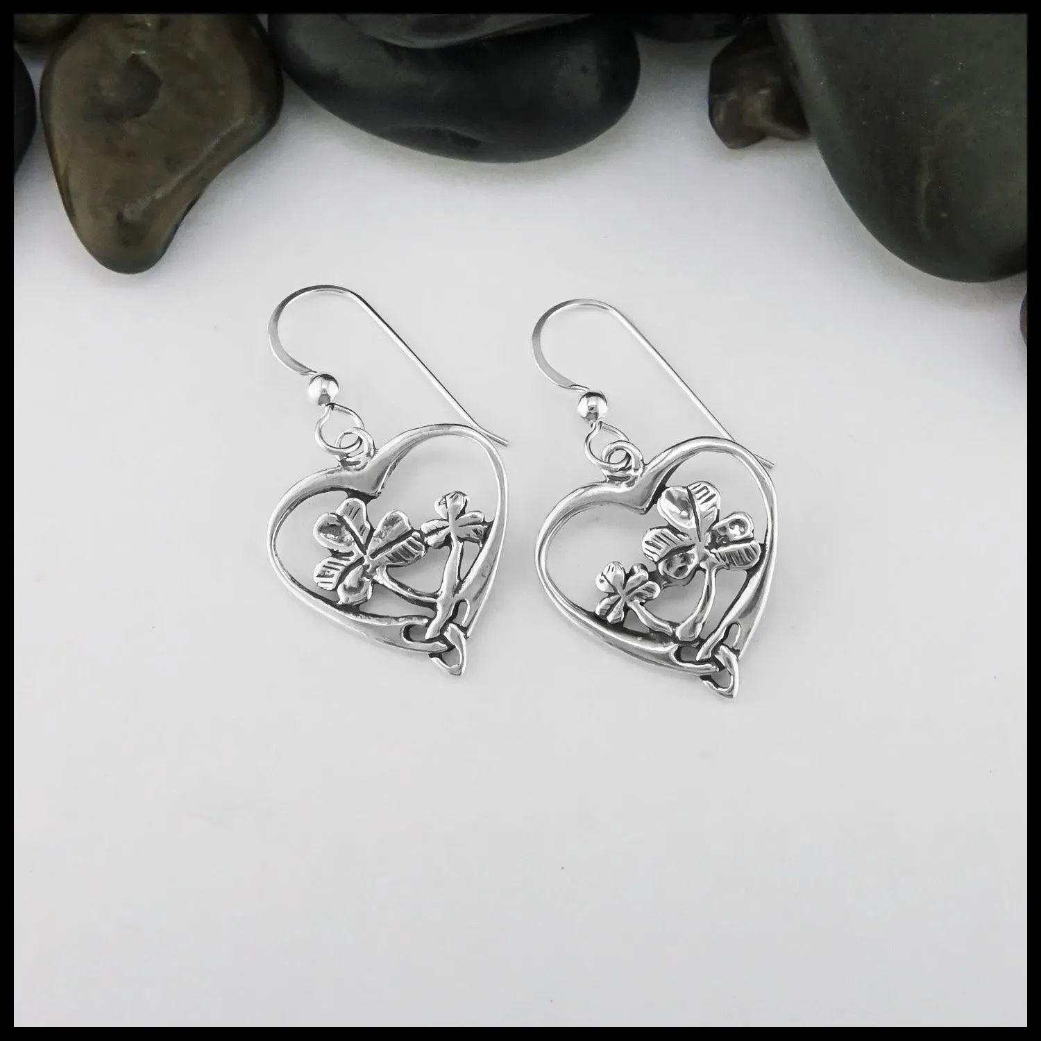 Scottish Thistle Celtic Heart Pendant and Earrings Set