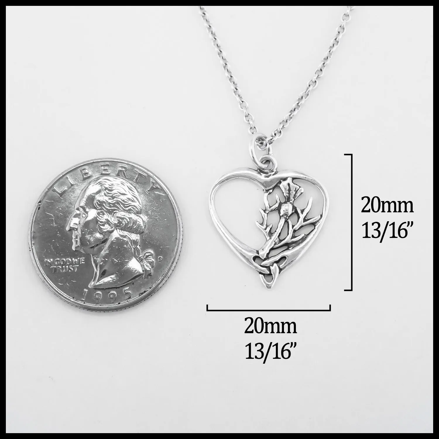 Scottish Thistle Celtic Heart Pendant and Earrings Set