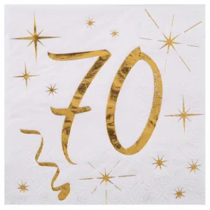 Starry Golden Age 70th Birthday Small Beverage Napkins, 20 Count