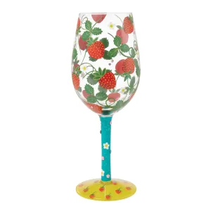Strawberry Wine Hand Painted Wine Glass