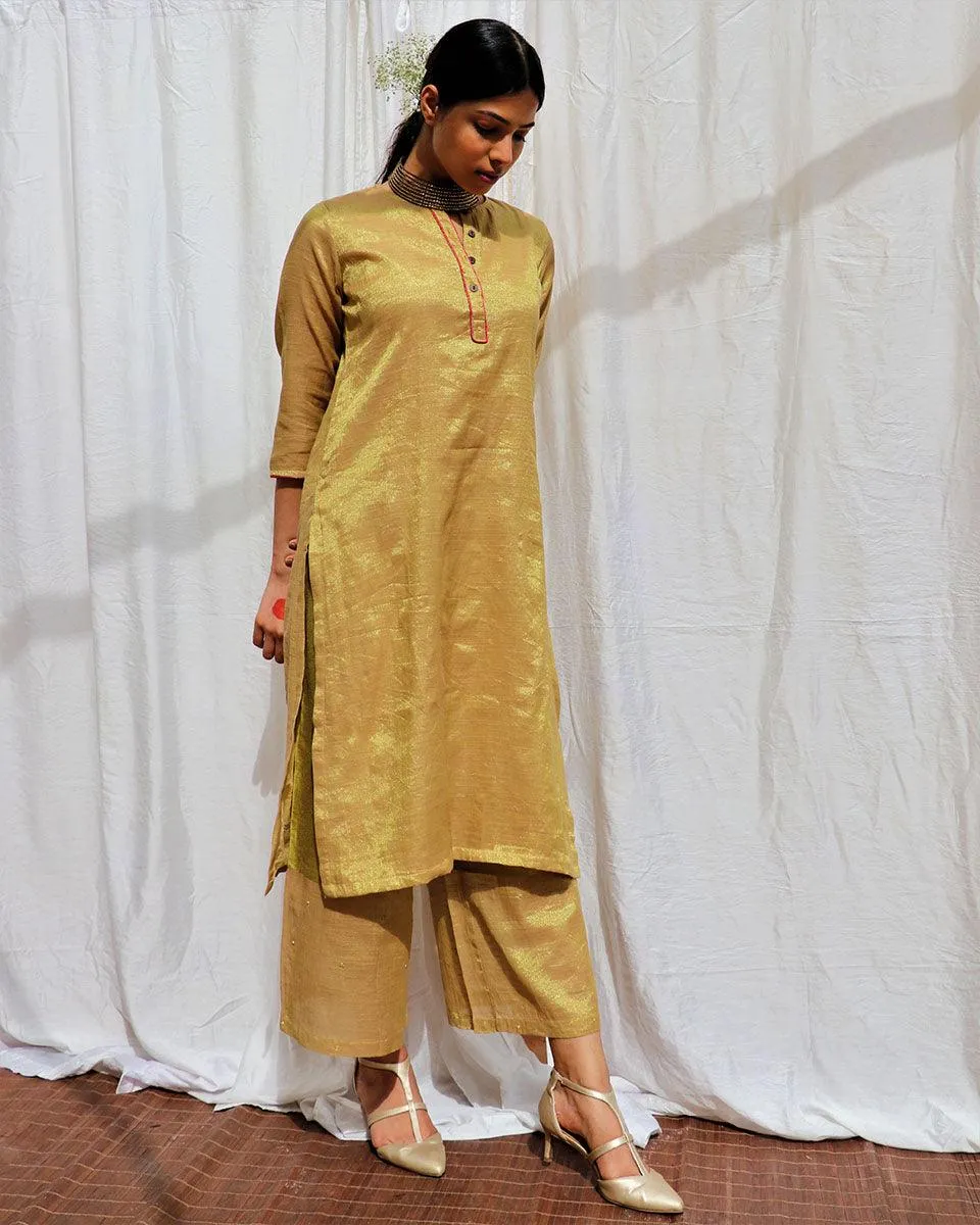 Swetambhara Handwoven Cotton Zari Kurta Set - Zari