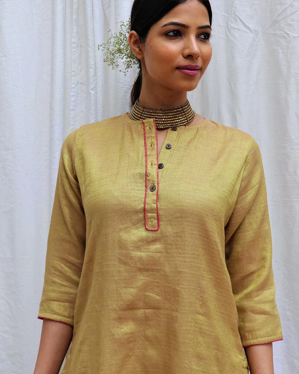 Swetambhara Handwoven Cotton Zari Kurta Set - Zari