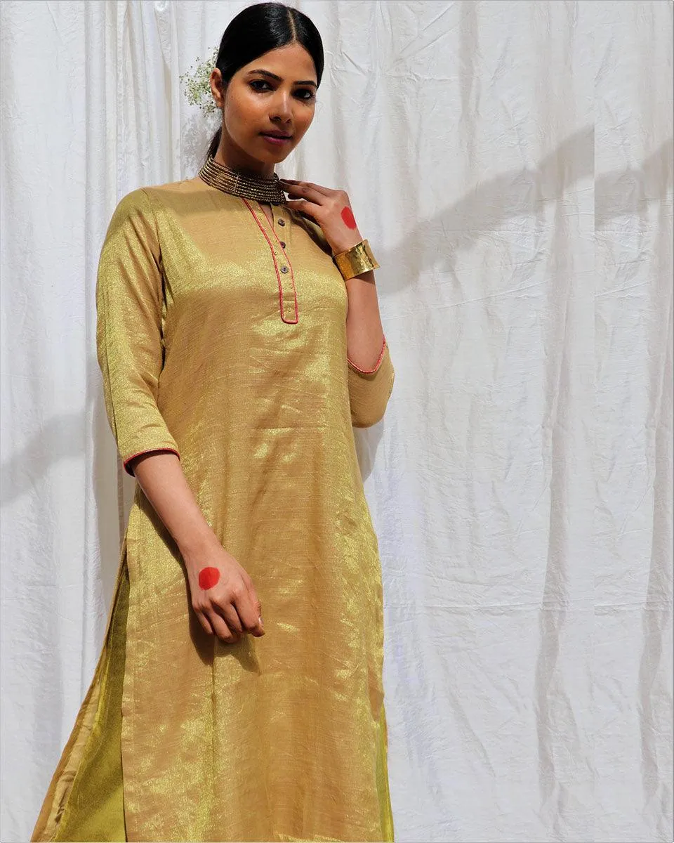 Swetambhara Handwoven Cotton Zari Kurta Set - Zari