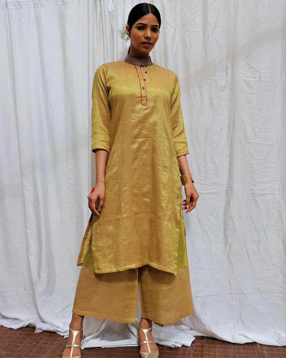 Swetambhara Handwoven Cotton Zari Kurta Set - Zari