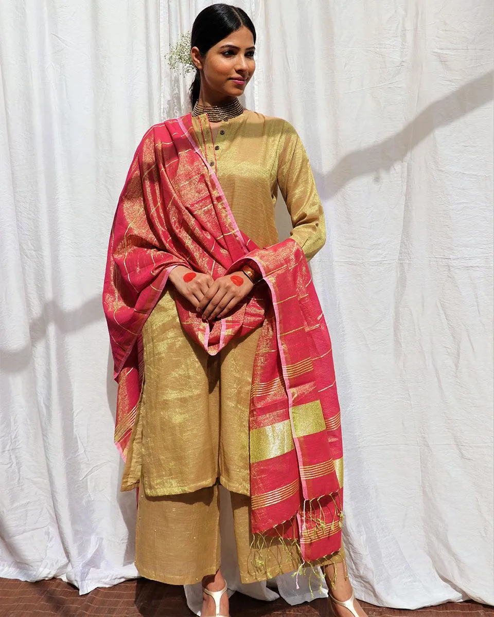 Swetambhara Handwoven Cotton Zari Kurta Set - Zari