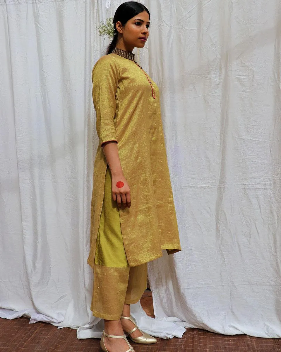 Swetambhara Handwoven Cotton Zari Kurta Set - Zari