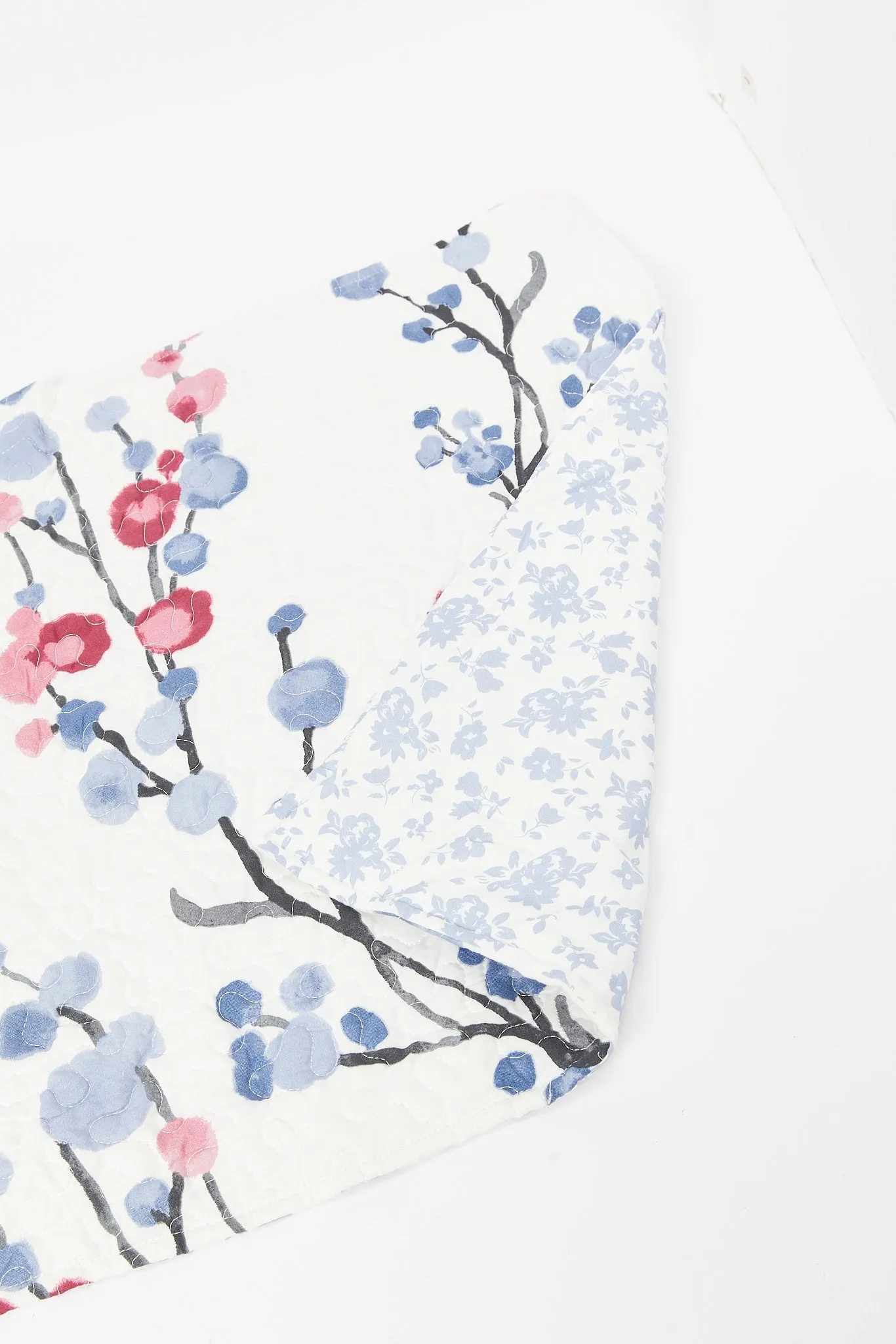 Teal 2 Piece Floral Printed Quilt Set (Single Size)