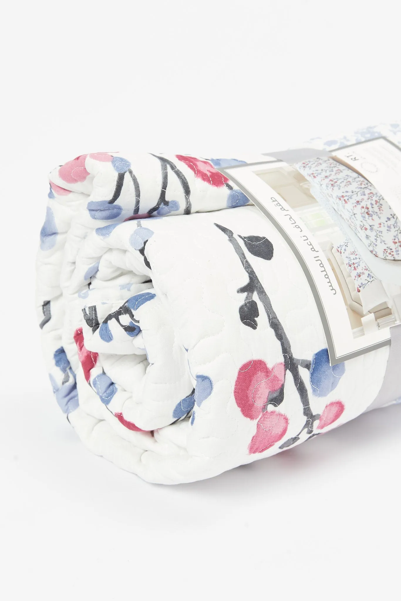 Teal 2 Piece Floral Printed Quilt Set (Single Size)