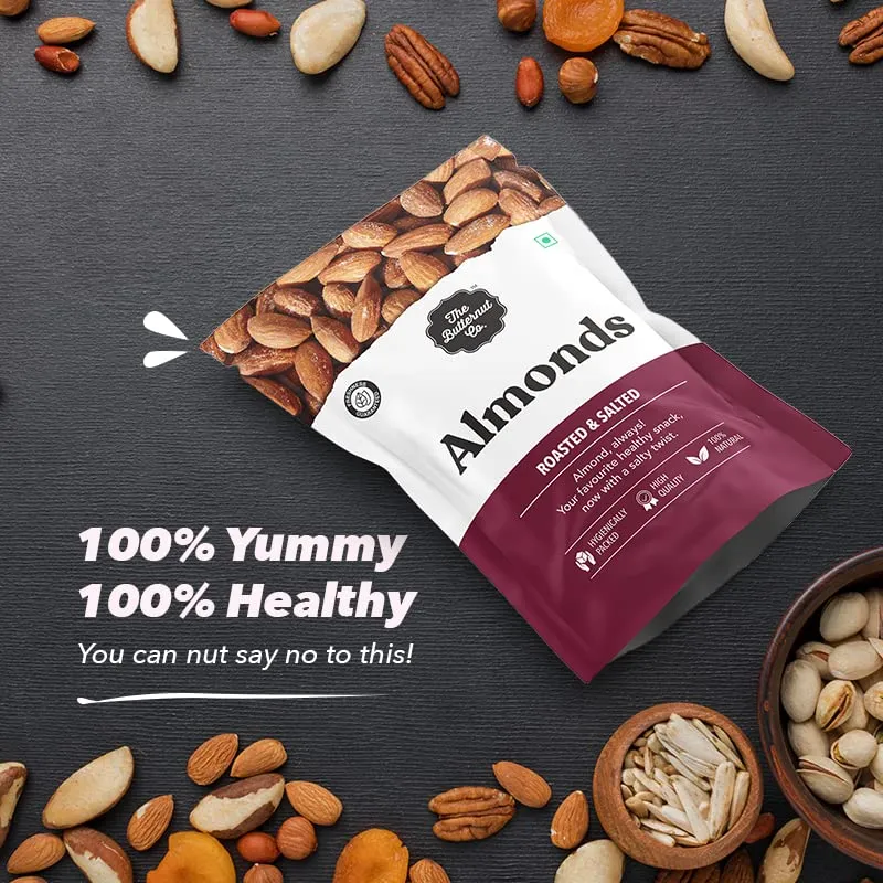 The Butternut Co. Natural Californian Almonds Roasted & Salted 500g | 100% Natural | High Protein & High Fiber | Gluten Free | Whole Salted Natural Almonds