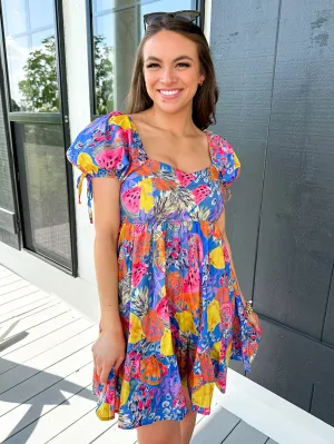 Vibrant Puff Sleeve Dress