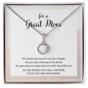 You Are Our World For a Great Mom Cubic Zirconia Pendant Necklace
